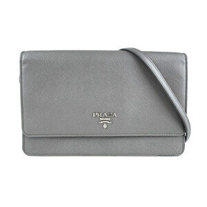 Prada crossbody shoulder bag wallet gray silver leather